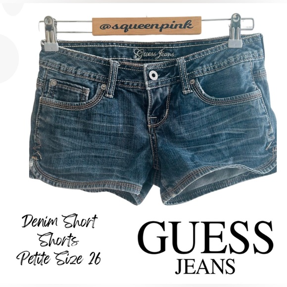Guess Medium/Dark Blue Denim Short Shorts - Picture 2 of 15